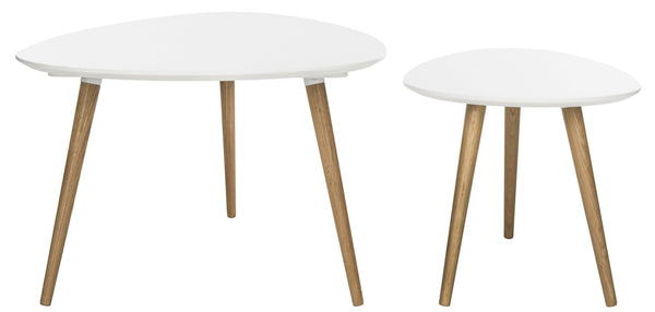 Safavieh Saffron Split Coffee Table - Modern White & Natural Oak Design For Stylish Living Spaces & Functionality FOX8203A