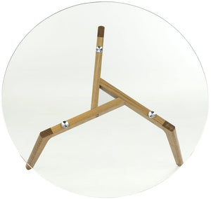 Safavieh Marjoram Round Glass Coffee Table - Mid-Century Inspired Design, Oak Base, Perfect For Modern Living Rooms FOX8209A