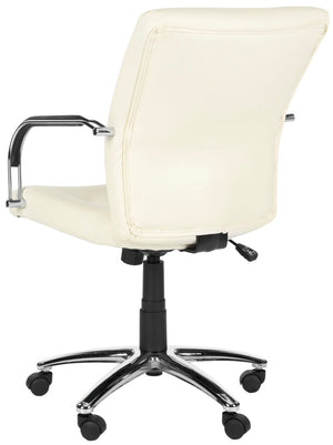 Safavieh Lysette Desk Chair - Chic Cream Vegan Leather, Ergonomic Support, Adjustable & Stylish For Home Office FOX8500A