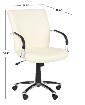 Safavieh Lysette Desk Chair - Chic Cream Vegan Leather, Ergonomic Support, Adjustable & Stylish For Home Office FOX8500A
