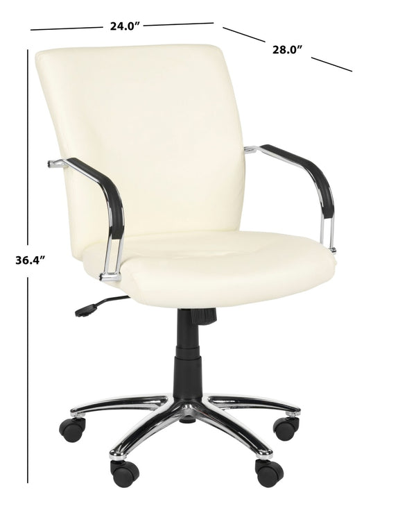 Safavieh Lysette Desk Chair - Chic Cream Vegan Leather, Ergonomic Support, Adjustable & Stylish For Home Office FOX8500A