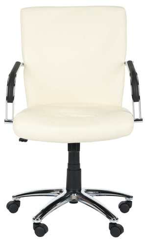 Safavieh Lysette Desk Chair - Chic Cream Vegan Leather, Ergonomic Support, Adjustable & Stylish For Home Office FOX8500A