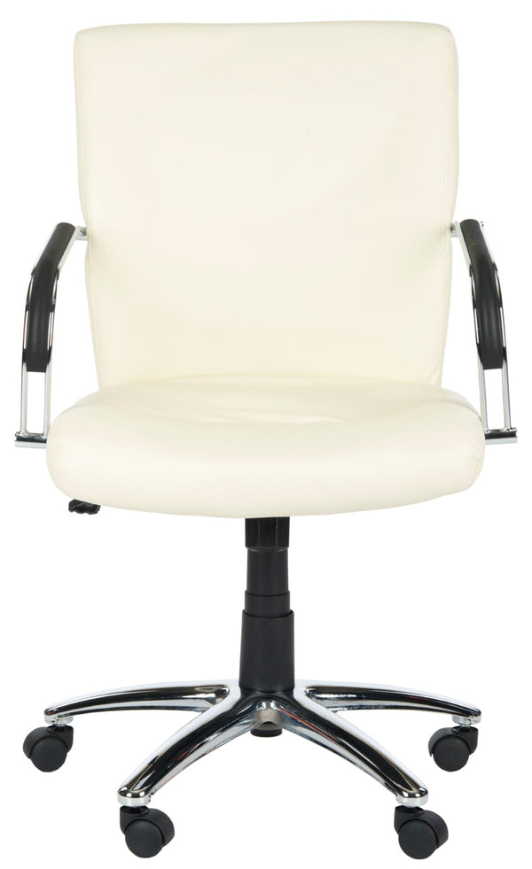 Safavieh Lysette Desk Chair - Chic Cream Vegan Leather, Ergonomic Support, Adjustable & Stylish For Home Office FOX8500A