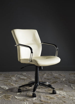 Safavieh Lysette Desk Chair - Chic Cream Vegan Leather, Ergonomic Support, Adjustable & Stylish For Home Office FOX8500A