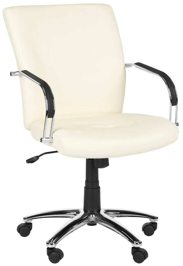 Safavieh Lysette Desk Chair - Chic Cream Vegan Leather, Ergonomic Support, Adjustable & Stylish For Home Office FOX8500A
