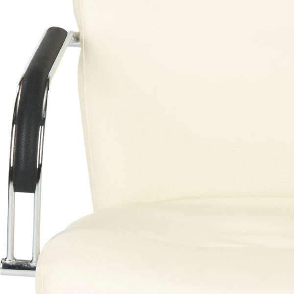 Safavieh Lysette Desk Chair - Chic Cream Vegan Leather, Ergonomic Support, Adjustable & Stylish For Home Office FOX8500A