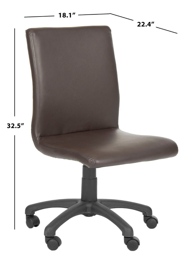 Safavieh Hal Desk Chair - Stylish Vegan Leather Upholstered Comfort For Modern Workspaces And Home Offices Brown FOX8501A