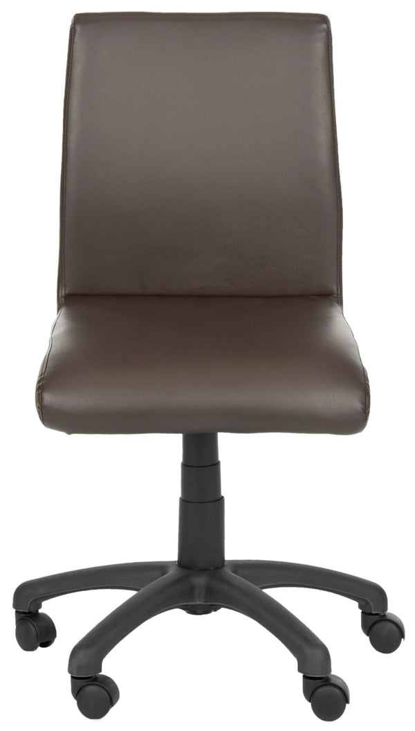 Safavieh Hal Desk Chair - Stylish Vegan Leather Upholstered Comfort For Modern Workspaces And Home Offices Brown FOX8501A