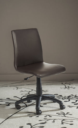 Safavieh Hal Desk Chair - Stylish Vegan Leather Upholstered Comfort For Modern Workspaces And Home Offices Brown FOX8501A