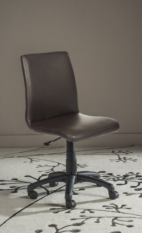 Safavieh Hal Desk Chair - Stylish Vegan Leather Upholstered Comfort For Modern Workspaces And Home Offices Brown FOX8501A