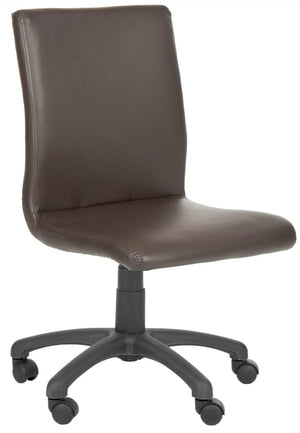 Safavieh Hal Desk Chair - Stylish Vegan Leather Upholstered Comfort For Modern Workspaces And Home Offices Brown FOX8501A