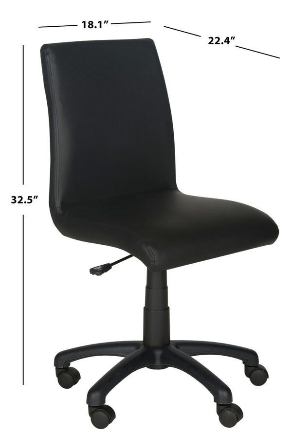 Safavieh Hal Desk Chair - Stylish Vegan Leather Upholstered Comfort For Modern Workspaces And Home Offices Black FOX8501B