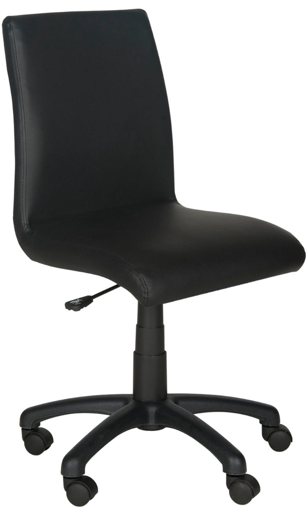 Safavieh Hal Desk Chair - Stylish Vegan Leather Upholstered Comfort For Modern Workspaces And Home Offices Black FOX8501B