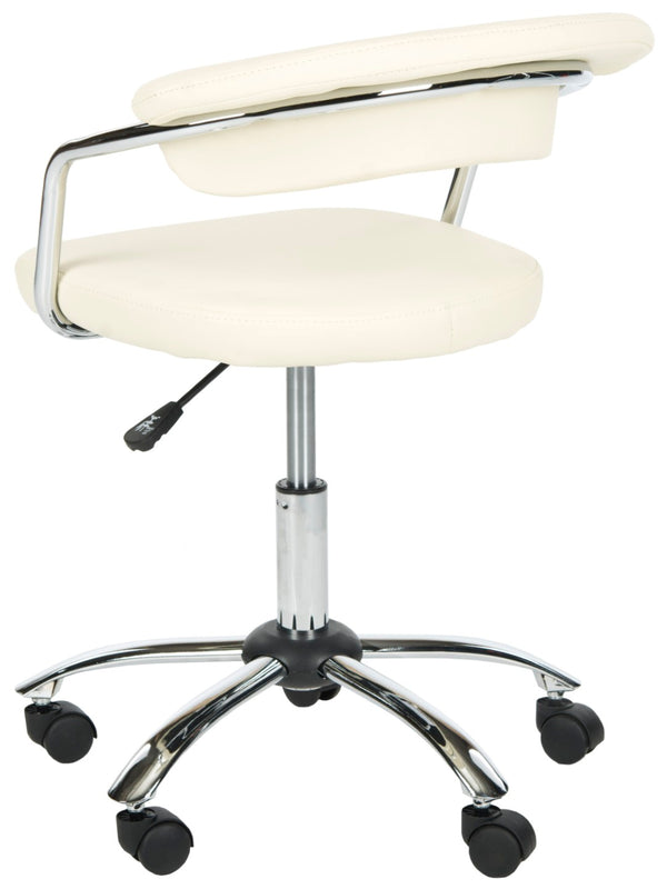 Safavieh Pier Desk Chair - Modern Vegan Leather With Adjustable Height, Durable Design & Effortless Mobility Cream FOX8502A