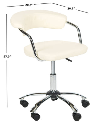 Safavieh Pier Desk Chair - Modern Vegan Leather With Adjustable Height, Durable Design & Effortless Mobility Cream FOX8502A