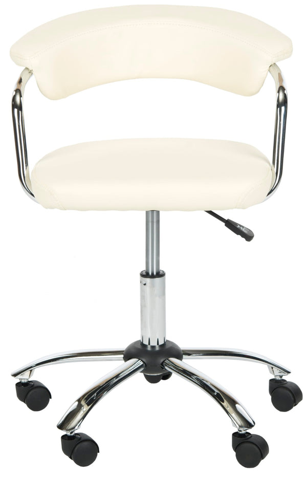 Safavieh Pier Desk Chair - Modern Vegan Leather With Adjustable Height, Durable Design & Effortless Mobility Cream FOX8502A