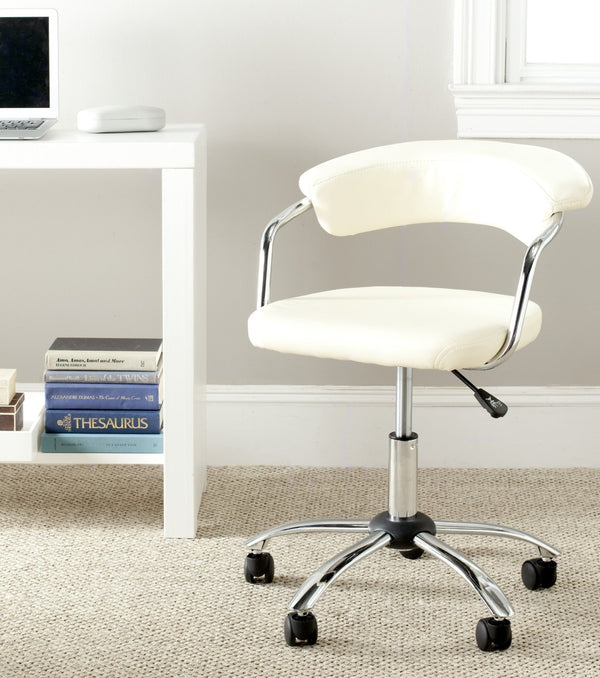 Safavieh Pier Desk Chair - Modern Vegan Leather With Adjustable Height, Durable Design & Effortless Mobility Cream FOX8502A