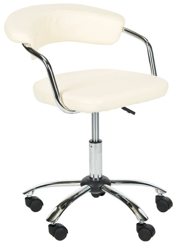Safavieh Pier Desk Chair - Modern Vegan Leather With Adjustable Height, Durable Design & Effortless Mobility Cream FOX8502A