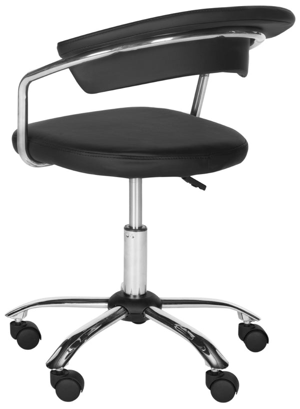 Safavieh Pier Desk Chair - Modern Vegan Leather With Adjustable Height, Durable Design & Effortless Mobility Black FOX8502B