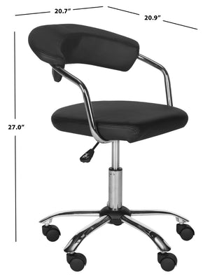 Safavieh Pier Desk Chair - Modern Vegan Leather With Adjustable Height, Durable Design & Effortless Mobility Black FOX8502B