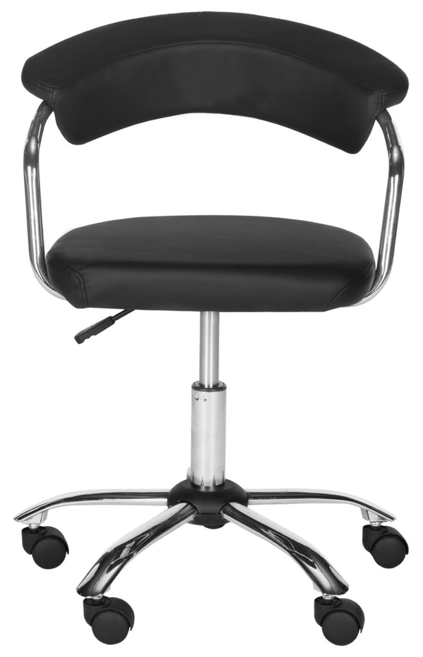 Safavieh Pier Desk Chair - Modern Vegan Leather With Adjustable Height, Durable Design & Effortless Mobility Black FOX8502B