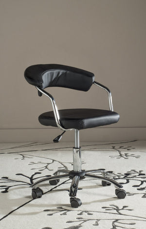 Safavieh Pier Desk Chair - Modern Vegan Leather With Adjustable Height, Durable Design & Effortless Mobility Black FOX8502B