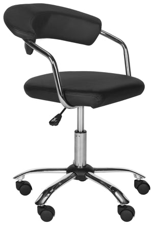 Safavieh Pier Desk Chair - Modern Vegan Leather With Adjustable Height, Durable Design & Effortless Mobility Black FOX8502B