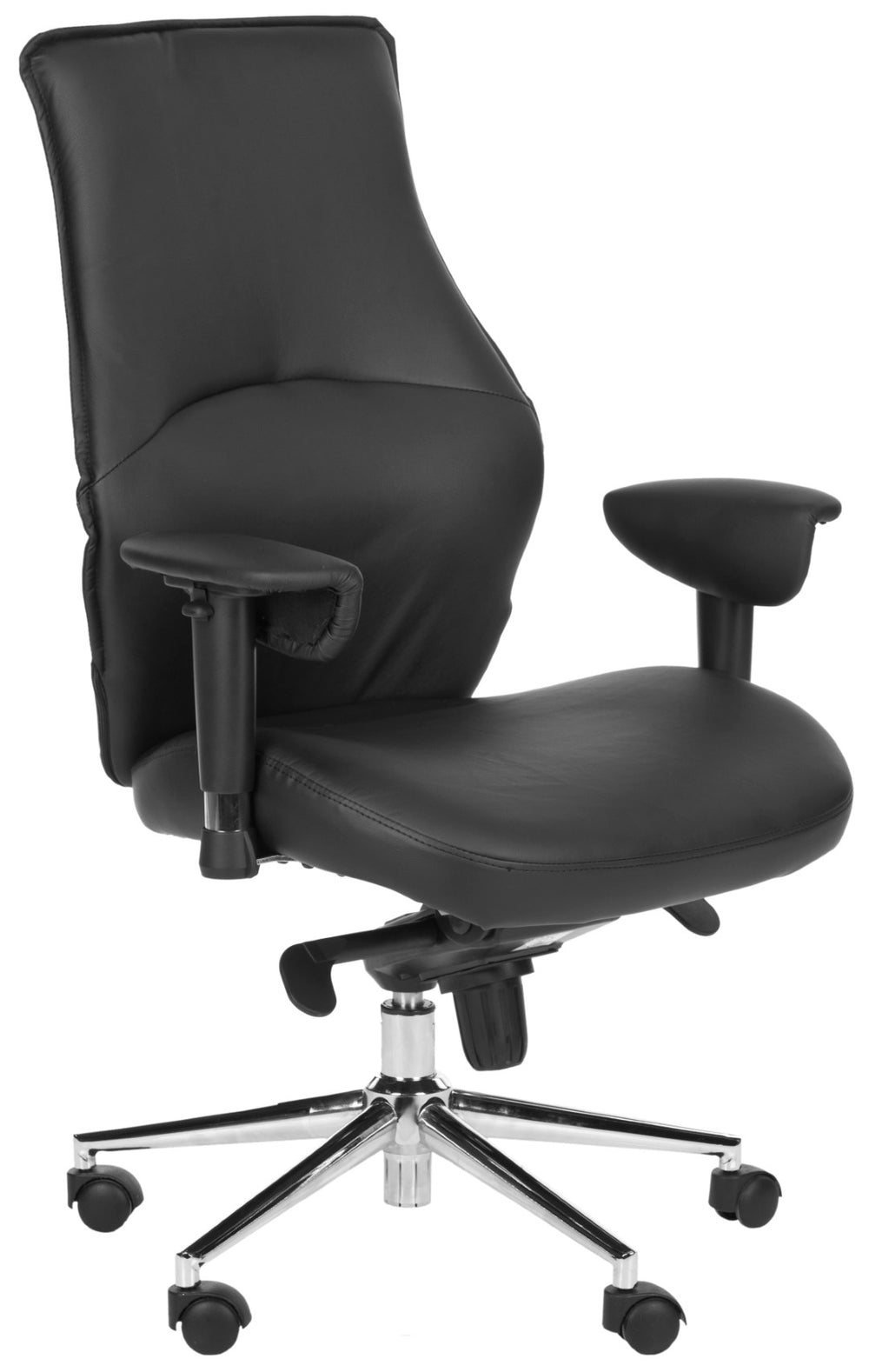 Safavieh Irving Desk Chair - Stylish Ergonomic Comfort In Premium Black Vegan Leather For Modern Workspaces FOX8505A