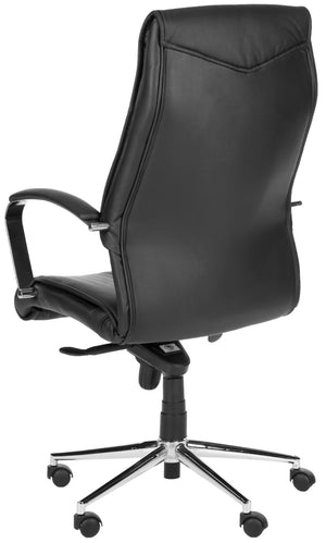 Safavieh Fernando Desk Chair - Sleek Black Faux Leather Executive Seating For Home Office & Study Comfort FOX8507A