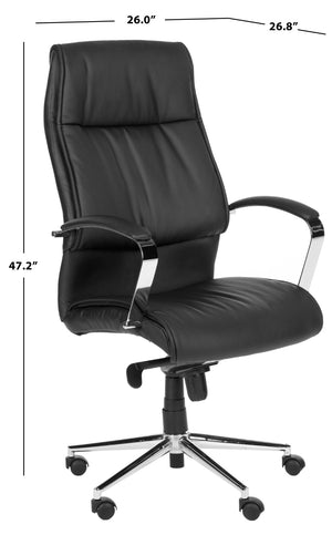Safavieh Fernando Desk Chair - Sleek Black Faux Leather Executive Seating For Home Office & Study Comfort FOX8507A