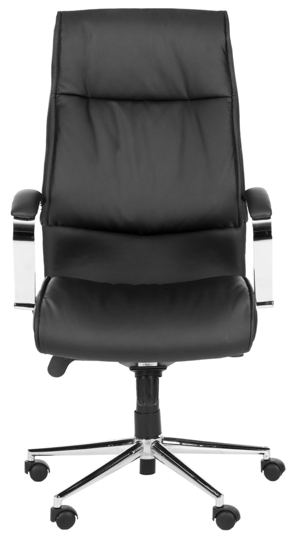 Safavieh Fernando Desk Chair - Sleek Black Faux Leather Executive Seating For Home Office & Study Comfort FOX8507A