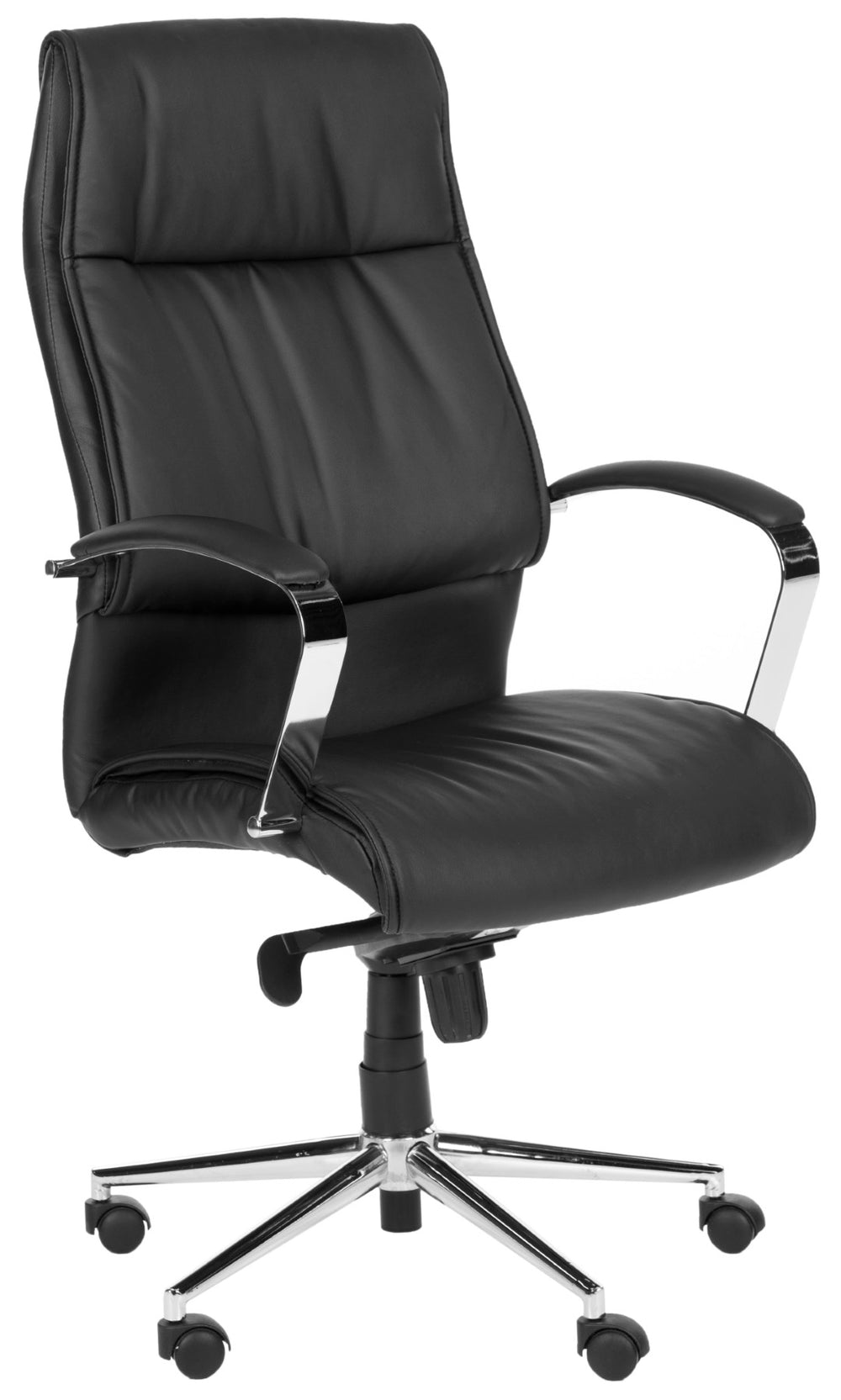 Safavieh Fernando Desk Chair - Sleek Black Faux Leather Executive Seating For Home Office & Study Comfort FOX8507A