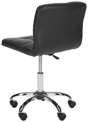 Safavieh Brunner Desk Chair - Modern Bauhaus Design With Quilted Vegan Leather And Chrome Swivel Base For Comfort Black FOX8510A