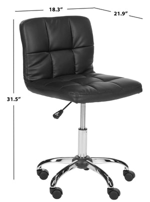 Safavieh Brunner Desk Chair - Modern Bauhaus Design With Quilted Vegan Leather And Chrome Swivel Base For Comfort Black FOX8510A