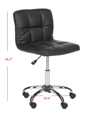 Safavieh Brunner Desk Chair - Modern Bauhaus Design With Quilted Vegan Leather And Chrome Swivel Base For Comfort Black FOX8510A