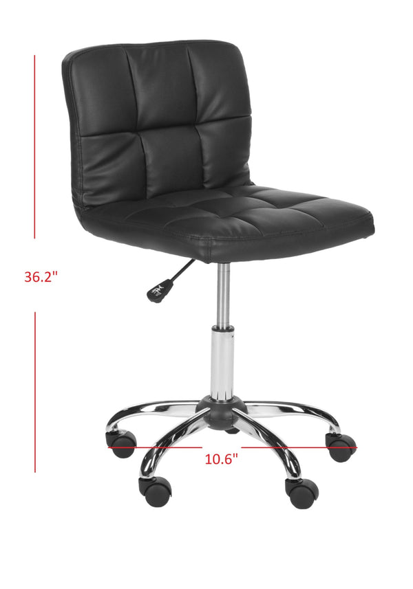 Safavieh Brunner Desk Chair - Modern Bauhaus Design With Quilted Vegan Leather And Chrome Swivel Base For Comfort Black FOX8510A