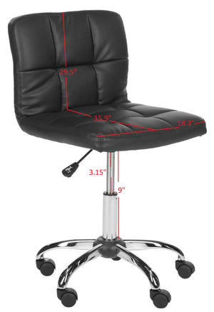 Safavieh Brunner Desk Chair - Modern Bauhaus Design With Quilted Vegan Leather And Chrome Swivel Base For Comfort Black FOX8510A