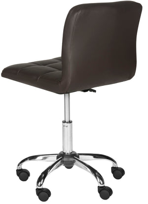 Safavieh Brunner Desk Chair - Modern Bauhaus Design With Quilted Vegan Leather And Chrome Swivel Base For Comfort Brown FOX8510B