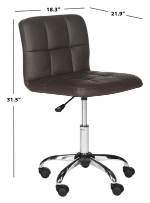 Safavieh Brunner Desk Chair - Modern Bauhaus Design With Quilted Vegan Leather And Chrome Swivel Base For Comfort Brown FOX8510B