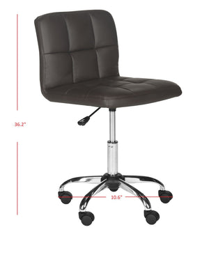 Safavieh Brunner Desk Chair - Modern Bauhaus Design With Quilted Vegan Leather And Chrome Swivel Base For Comfort Brown FOX8510B