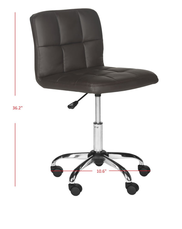 Safavieh Brunner Desk Chair - Modern Bauhaus Design With Quilted Vegan Leather And Chrome Swivel Base For Comfort Brown FOX8510B