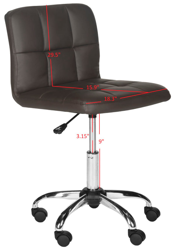 Safavieh Brunner Desk Chair - Modern Bauhaus Design With Quilted Vegan Leather And Chrome Swivel Base For Comfort Brown FOX8510B