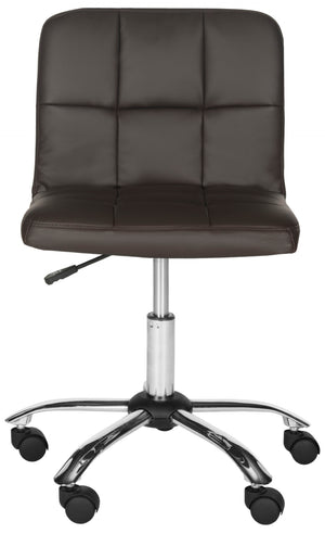Safavieh Brunner Desk Chair - Modern Bauhaus Design With Quilted Vegan Leather And Chrome Swivel Base For Comfort Brown FOX8510B