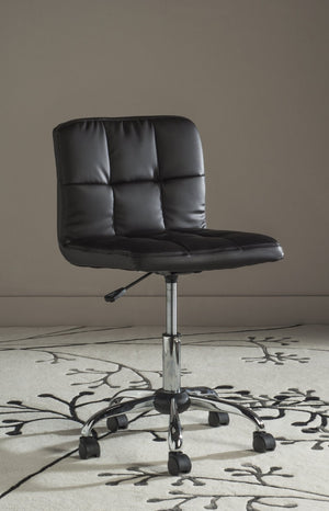 Safavieh Brunner Desk Chair - Modern Bauhaus Design With Quilted Vegan Leather And Chrome Swivel Base For Comfort Brown FOX8510B