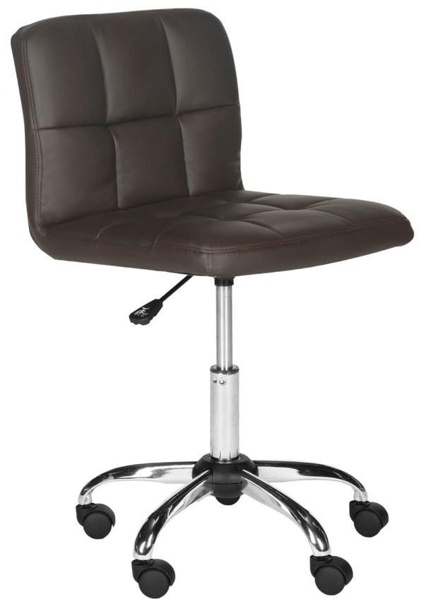 Safavieh Brunner Desk Chair - Modern Bauhaus Design With Quilted Vegan Leather And Chrome Swivel Base For Comfort Brown FOX8510B