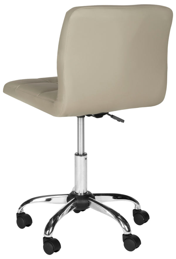 Safavieh Brunner Desk Chair - Modern Bauhaus Design With Quilted Vegan Leather And Chrome Swivel Base For Comfort Grey FOX8510C