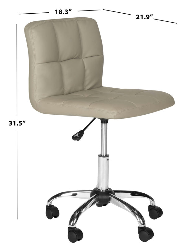 Safavieh Brunner Desk Chair - Modern Bauhaus Design With Quilted Vegan Leather And Chrome Swivel Base For Comfort Grey FOX8510C