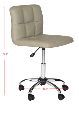 Safavieh Brunner Desk Chair - Modern Bauhaus Design With Quilted Vegan Leather And Chrome Swivel Base For Comfort Grey FOX8510C