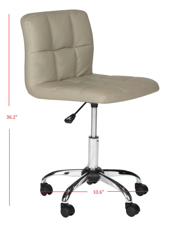 Safavieh Brunner Desk Chair - Modern Bauhaus Design With Quilted Vegan Leather And Chrome Swivel Base For Comfort Grey FOX8510C