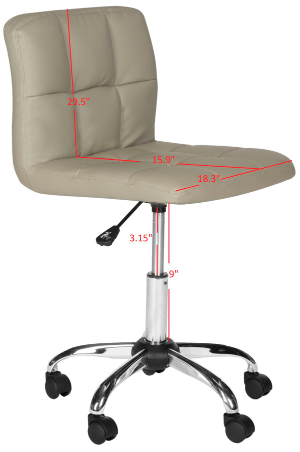 Safavieh Brunner Desk Chair - Modern Bauhaus Design With Quilted Vegan Leather And Chrome Swivel Base For Comfort Grey FOX8510C